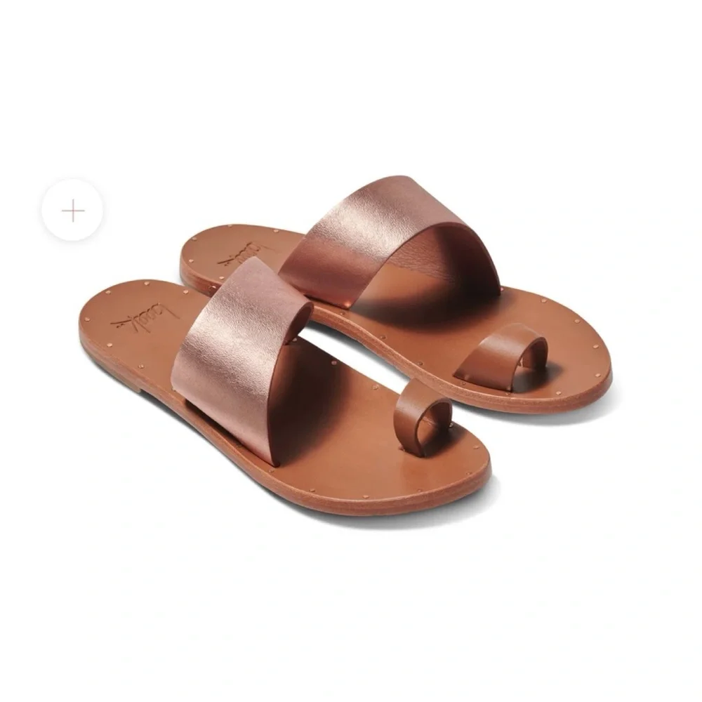 NWOT Anthropologie BEEK Finch Leather Toe Ring Sandal in Rose Gold/Tan  Size 7